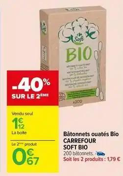 Carrefour - bâtonnets ouatés bio soft bio