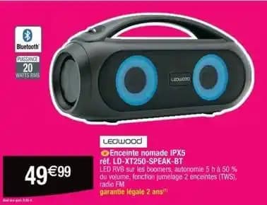 Ledwood - enceinte nomade ipx5
