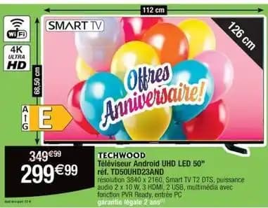 Techwood - televiseur android uhd led 50