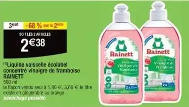 Rainett - liquide vaisselle ecolabel concentre vinaigre de framboise