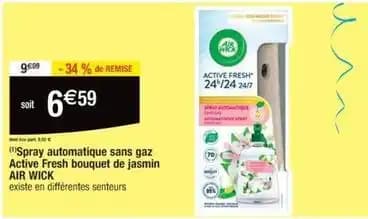 Air wick - spray automatique sans gaz active fresh bouquet de jasmin