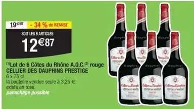 Cellier des dauphines prestige - lot de 6 cotes du rhone a.o.c.rouge