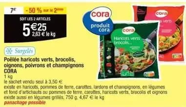 Cora - poelee haricots verts,brocolis,oignons,poivrons et champignons