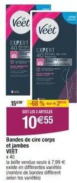 Veet - bandes de cire corps et jambes