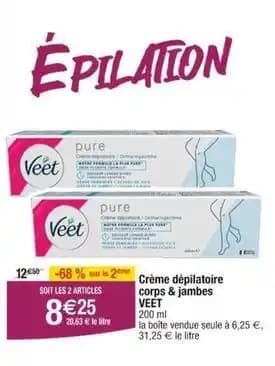 Veet - crème dépilatoire corps & jambes
