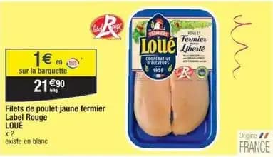 Loué - filets de poulet jaune fermier