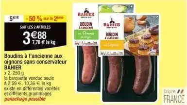 Bahier - boudins à l'ancienne aux oignons sans conservateur