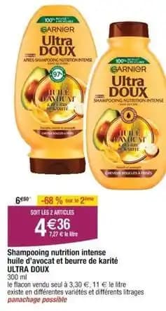Ultra doux - shampooing nutrition intense huile davocat et beurre de karite