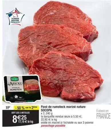 Socopa - pavé de rumsteck mariné nature