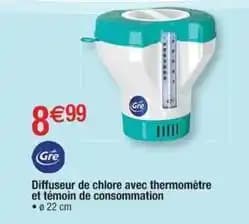 Gre - diffuseur de chlore avec thermometre et temoin de consomation
