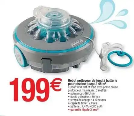 Robot nettoyeur de fond à batterie pour piscine jusqu'à