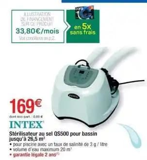 Intex - stérilisateur au sel qs500 pour bassin jusqu'à