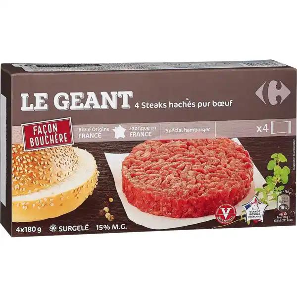 CARREFOUR Steaks hâchés Le Géant façon bouchère surgelés