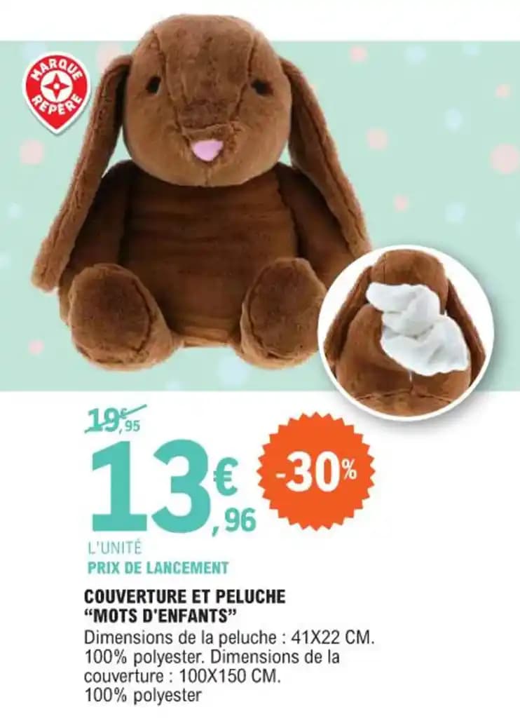 COUVERTURE ET PELUCHE "MOTS D'ENFANTS"