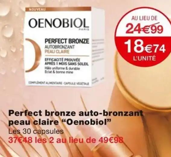 Perfect bronze auto-bronzant peau claire "Oenobiol❞ Les 30 capsules