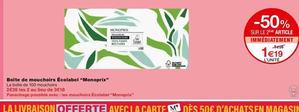 Boîte de mouchoirs Écolabel "Monoprix"