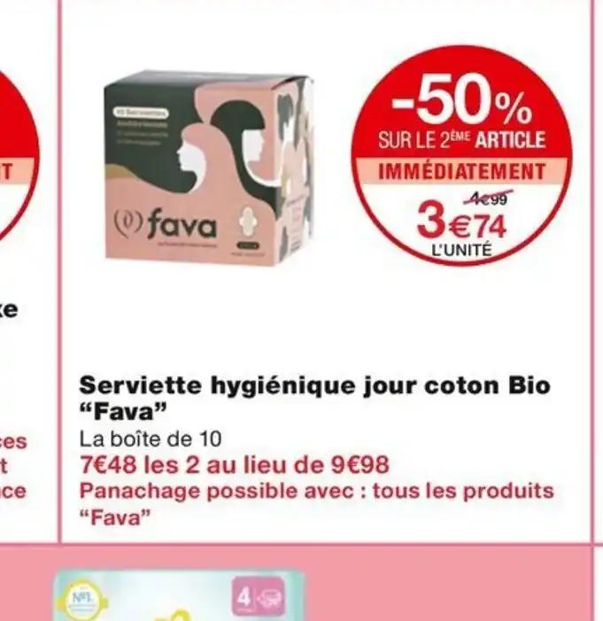 Serviette hygiénique jour coton Bio "Fava"