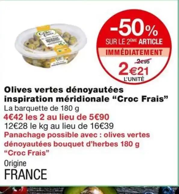 Olives vertes dénoyautées inspiration méridionale "Croc Frais