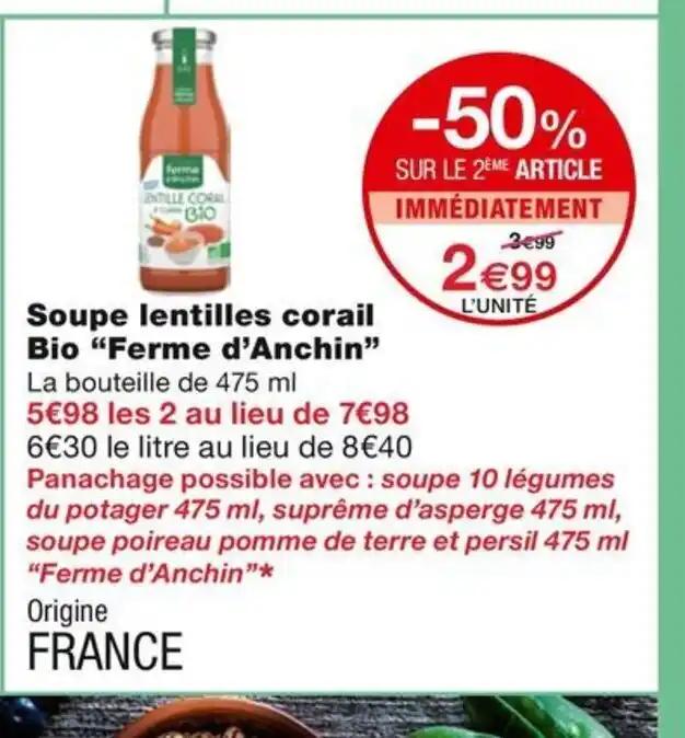 Soupe lentilles corail Bio "Ferme d'Anchin