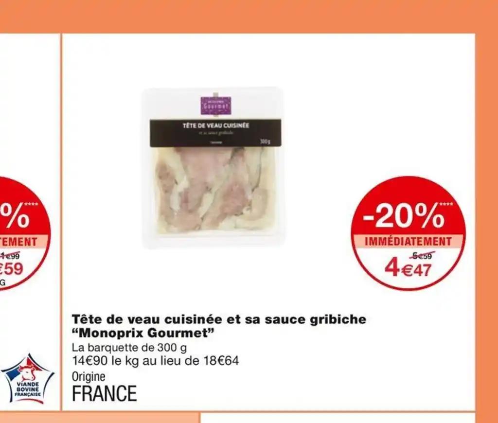 Tête de veau cuisinée et sa sauce gribiche "Monoprix Gourmet"