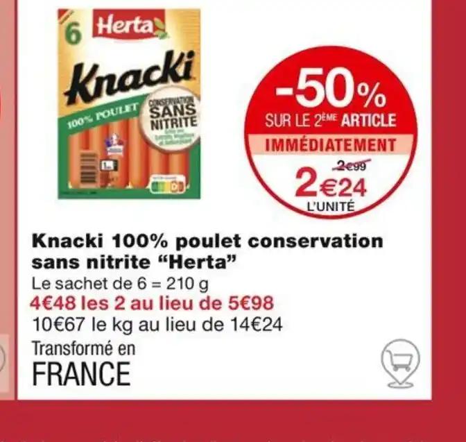 Knacki 100% poulet conservation sans nitrite "Herta"