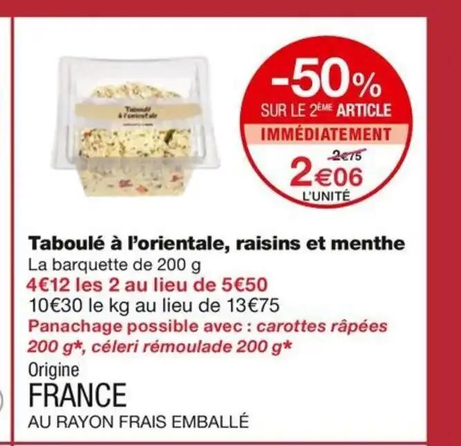 Taboulé à l'orientale, raisins et menthe