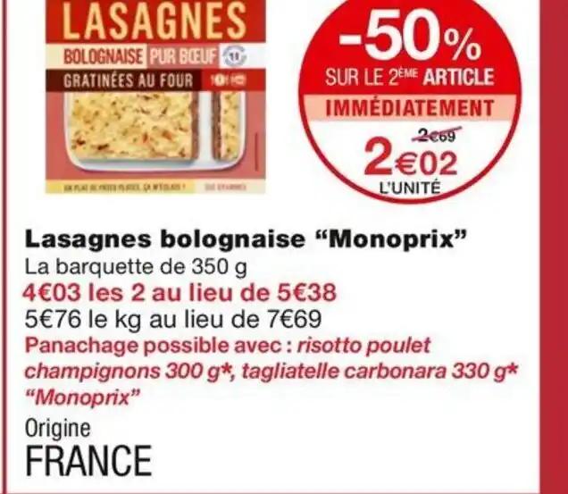 Lasagnes bolognaise "Monoprix”