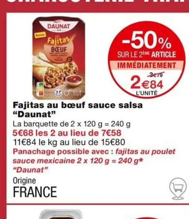 Fajitas au bœuf sauce salsa "Daunat"
