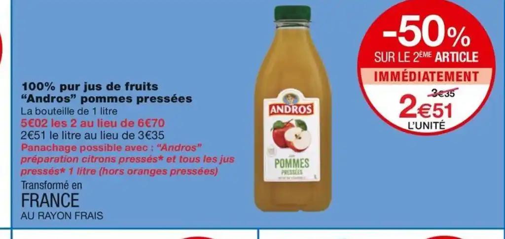 100% pur jus de fruits "Andros" pommes pressées
