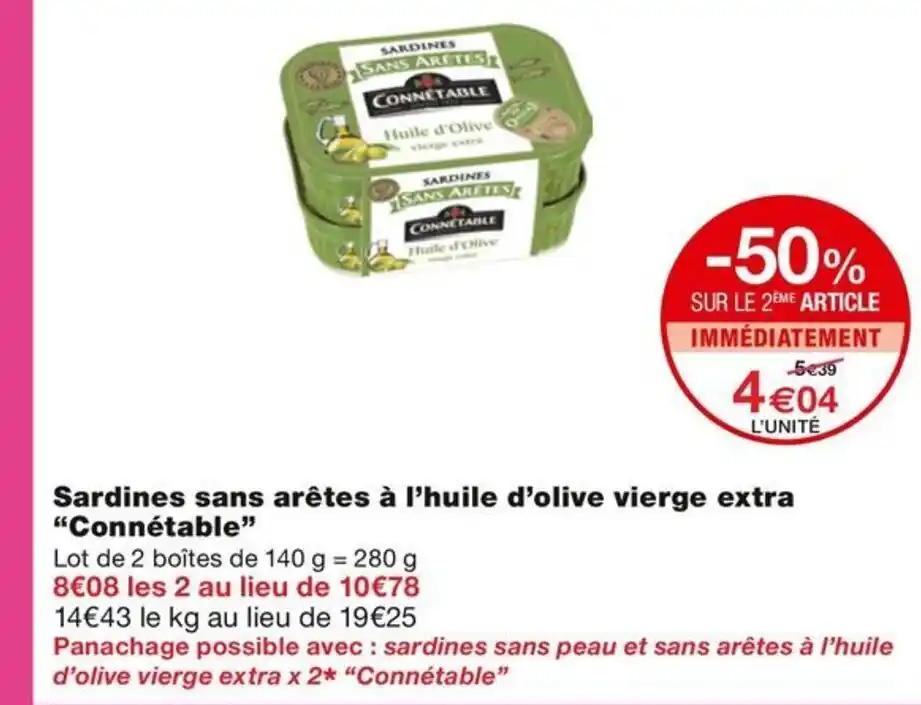 Sardines sans arêtes à l'huile d'olive vierge extra