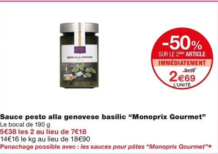 Sauce pesto alla genovese basilic Monoprix Gourmet
