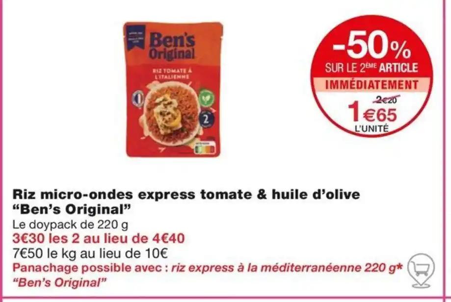 Riz micro-ondes express tomate & huile d'olive