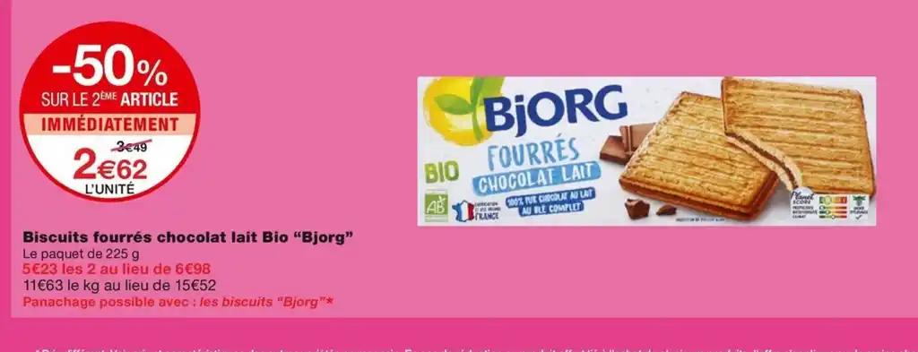 Biscuits fourrés chocolat lait Bio Bjorg