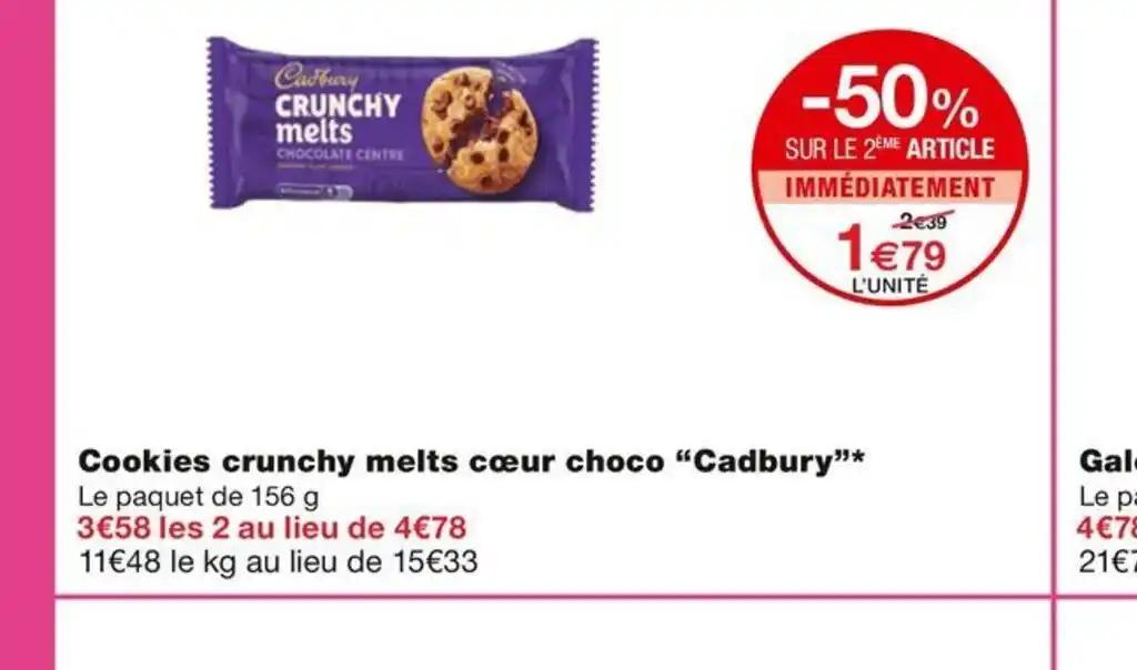 Cookies crunchy melts cœur choco Cadbury