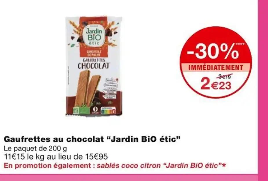 Gaufrettes au chocolat Jardin BiO étic