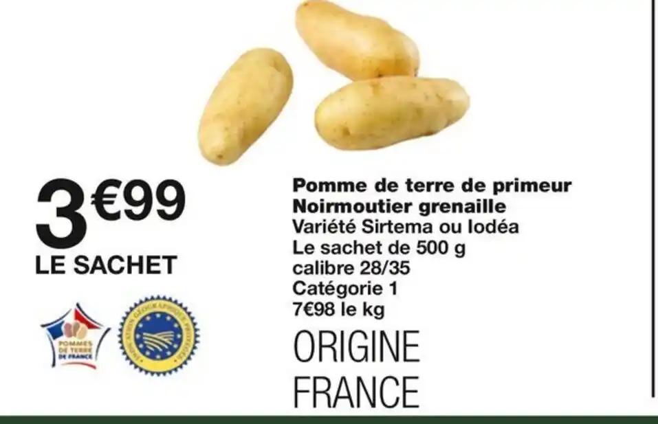 Pomme de terre de primeur Noirmoutier grenaille