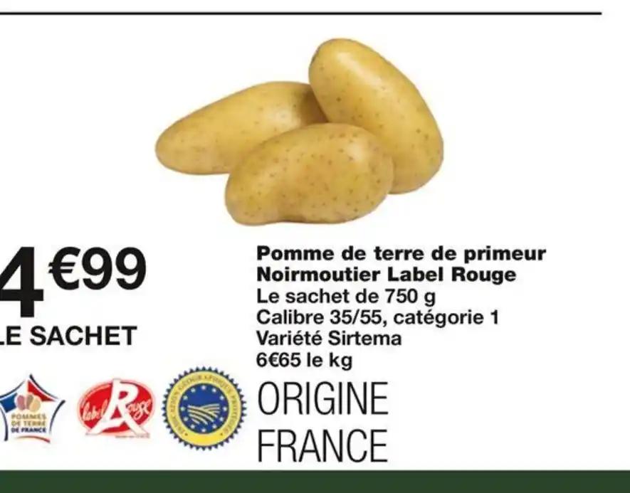 Pomme de terre de primeur Noirmoutier Label Rouge