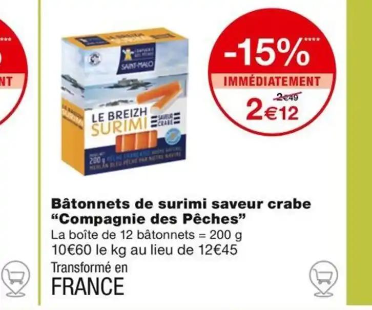 Bâtonnets de surimi saveur crabe Compagnie des Pêches"