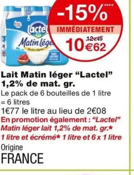 Lait Matin léger "Lactel" 1,2% de mat. gr.