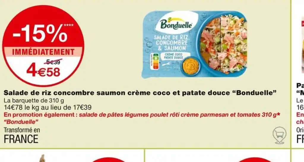 Salade de riz concombre saumon crème coco et patate douce Bonduelle