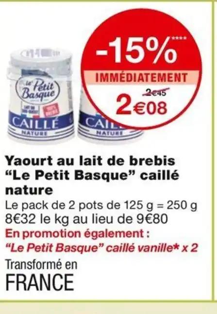 Yaourt au lait de brebis "Le Petit Basque” caillé nature