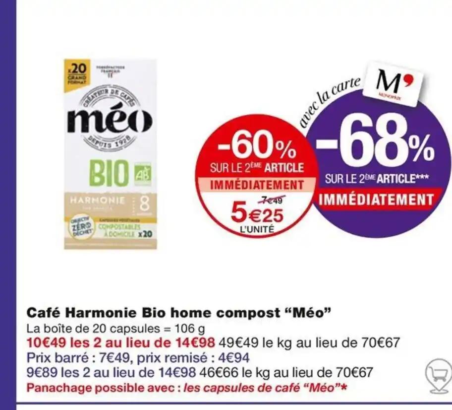 Café Harmonie Bio home compost “Méo"
