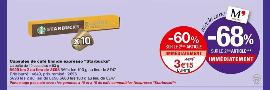Capsules de café blonde expresso “Starbucks”