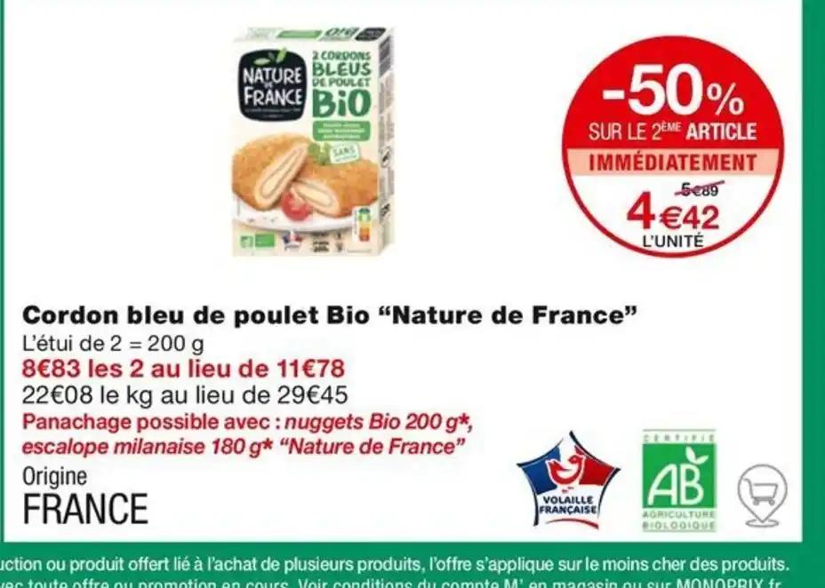 Cordon bleu de poulet Bio "Nature de France"