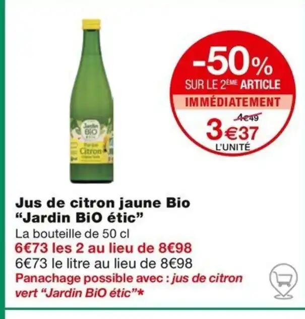 Jus de citron jaune Bio