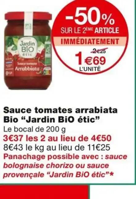 Sauce tomates arrabiata Bio “Jardin BiO étic