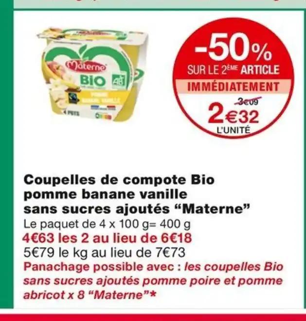 Coupelles de compote Bio pomme banane vanille