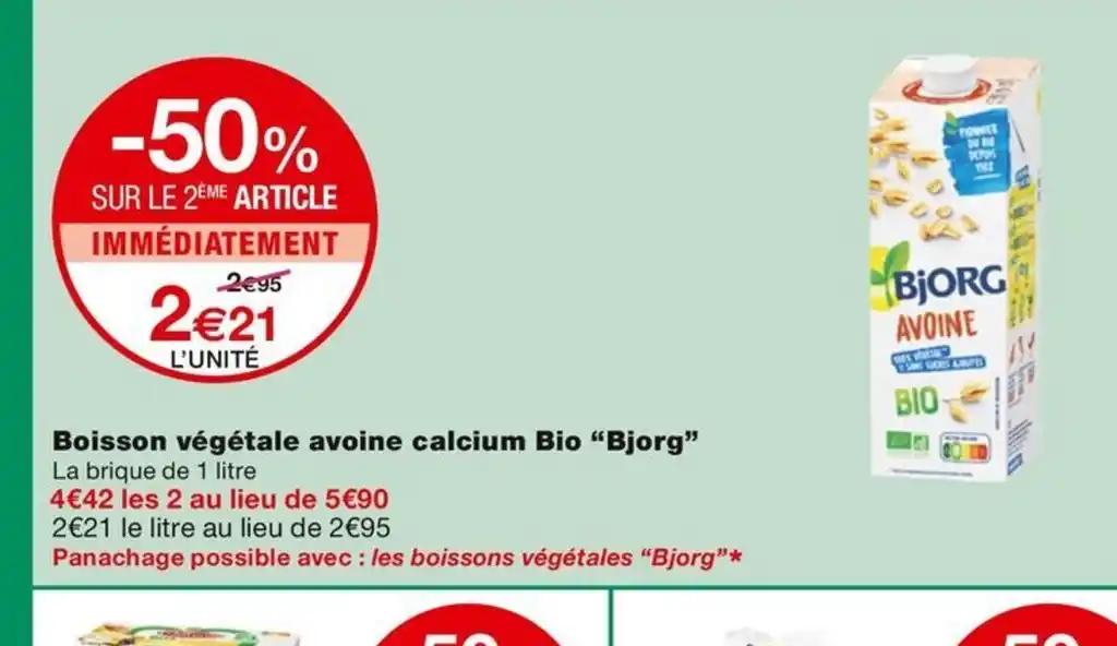 Boisson végétale avoine calcium Bio "Bjorg"
