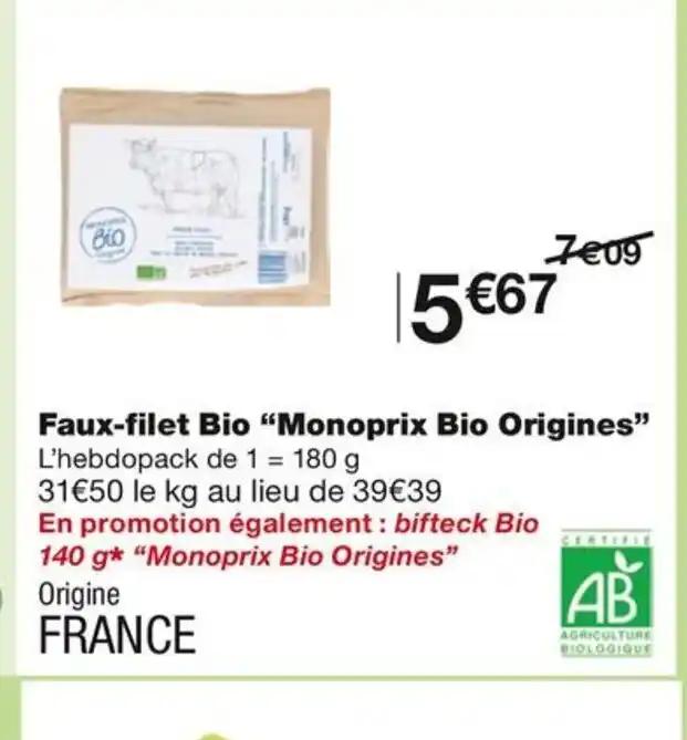 Faux-filet Bio Monoprix Bio Origines