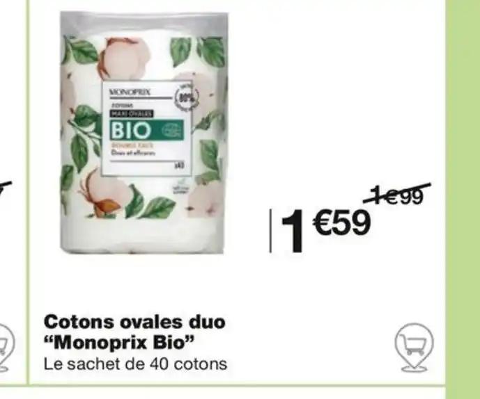 Cotons ovales duo "Monoprix Bio"